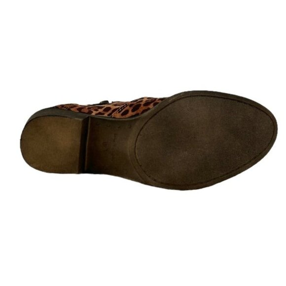 SUN STONE ABBY Women's Heel Boot Double Zip Booties Brown/Black Leopard Print - Picture 6 of 8